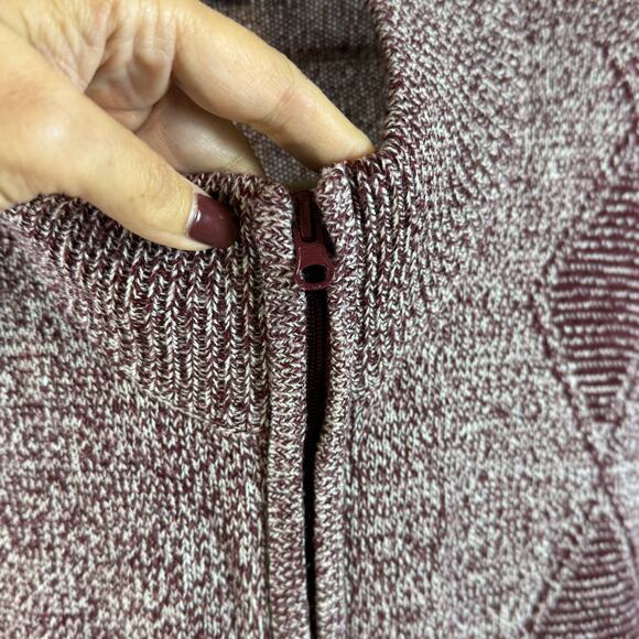 Haband Men's Plus sz 3X Cardigan burgundy diamond pattern, warm, classic, #4267 - Picture 5 of 10